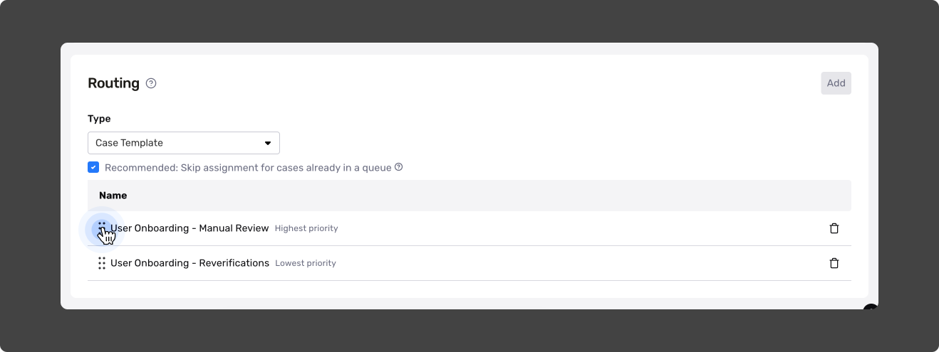Cases-AssignmentPolicies-RoutingDrag