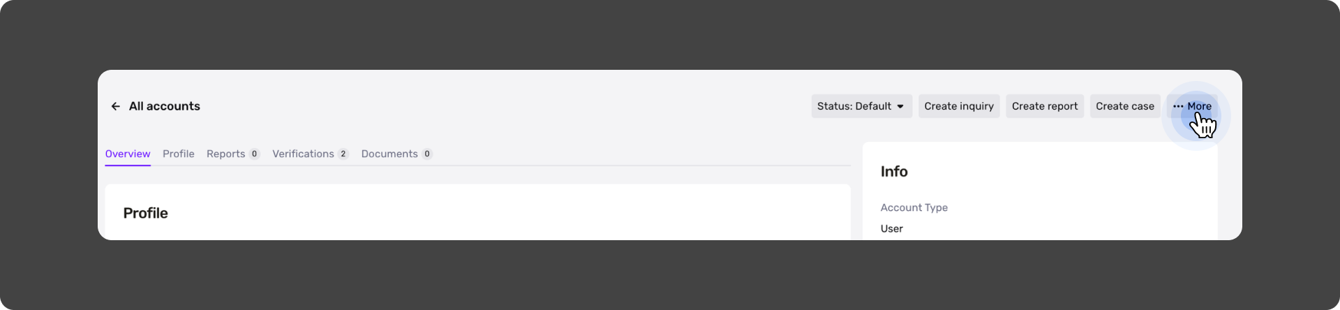 Account More button