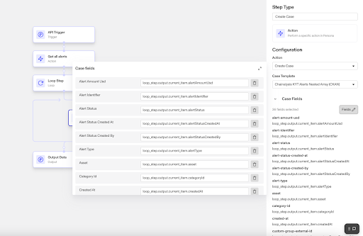 Example of Chainalysis KYT-related Create Case step