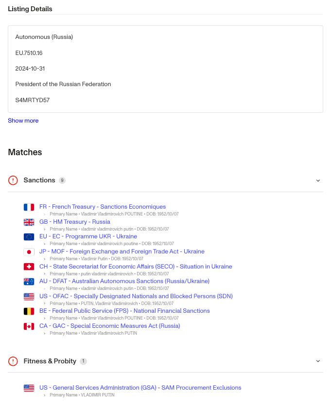 Watchlist Report Match Example Part 2