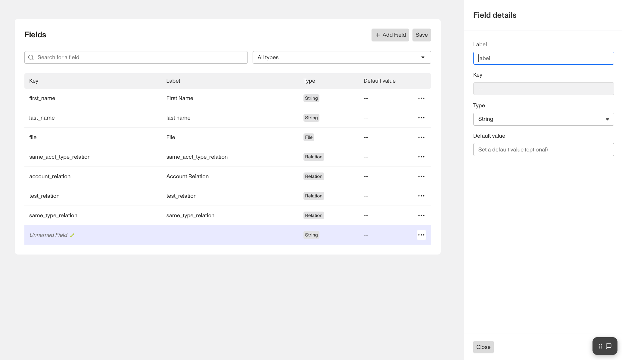 Transactions Field Editor
