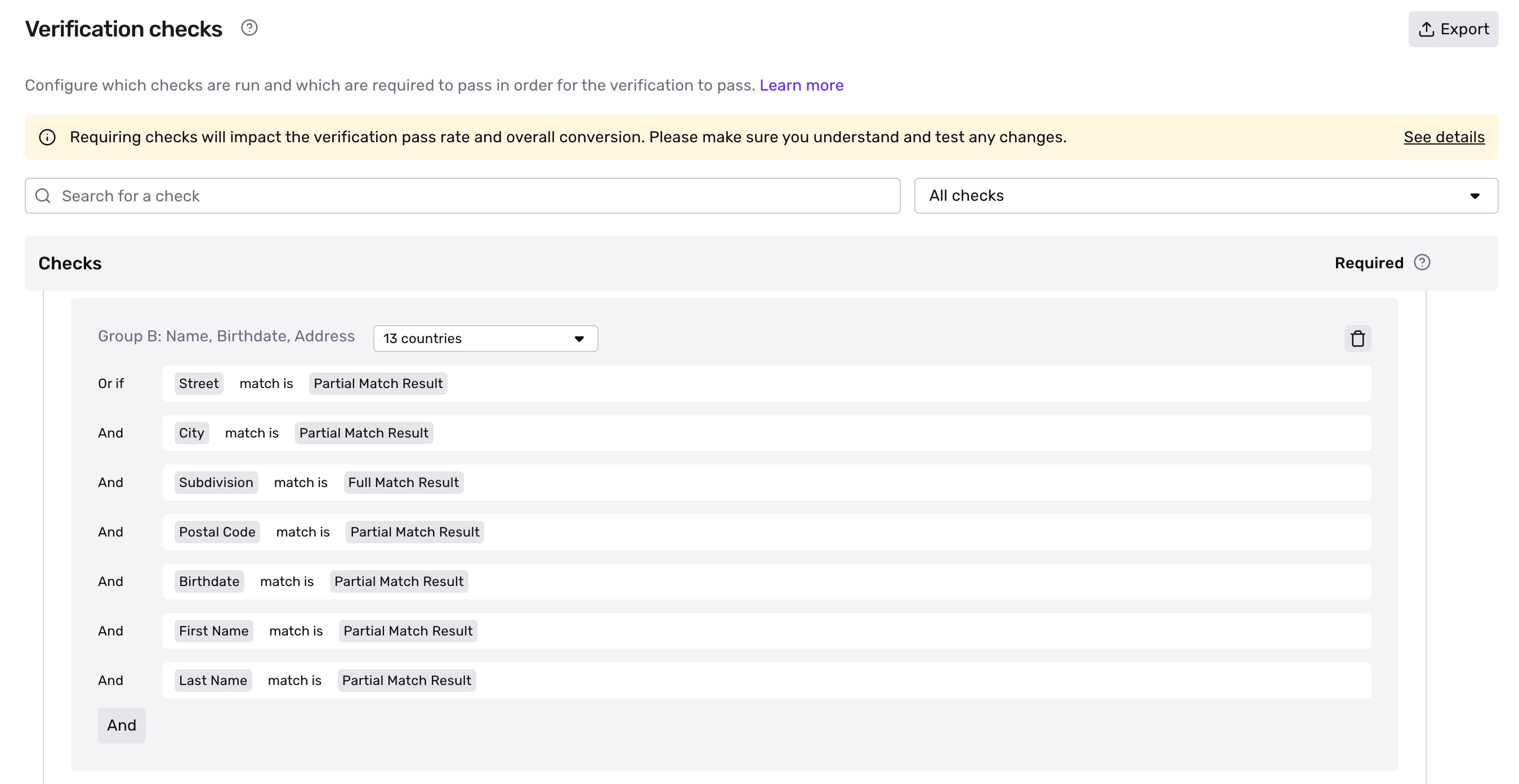 International Database Match Requirements