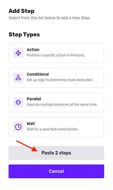 Paste Workflow Steps