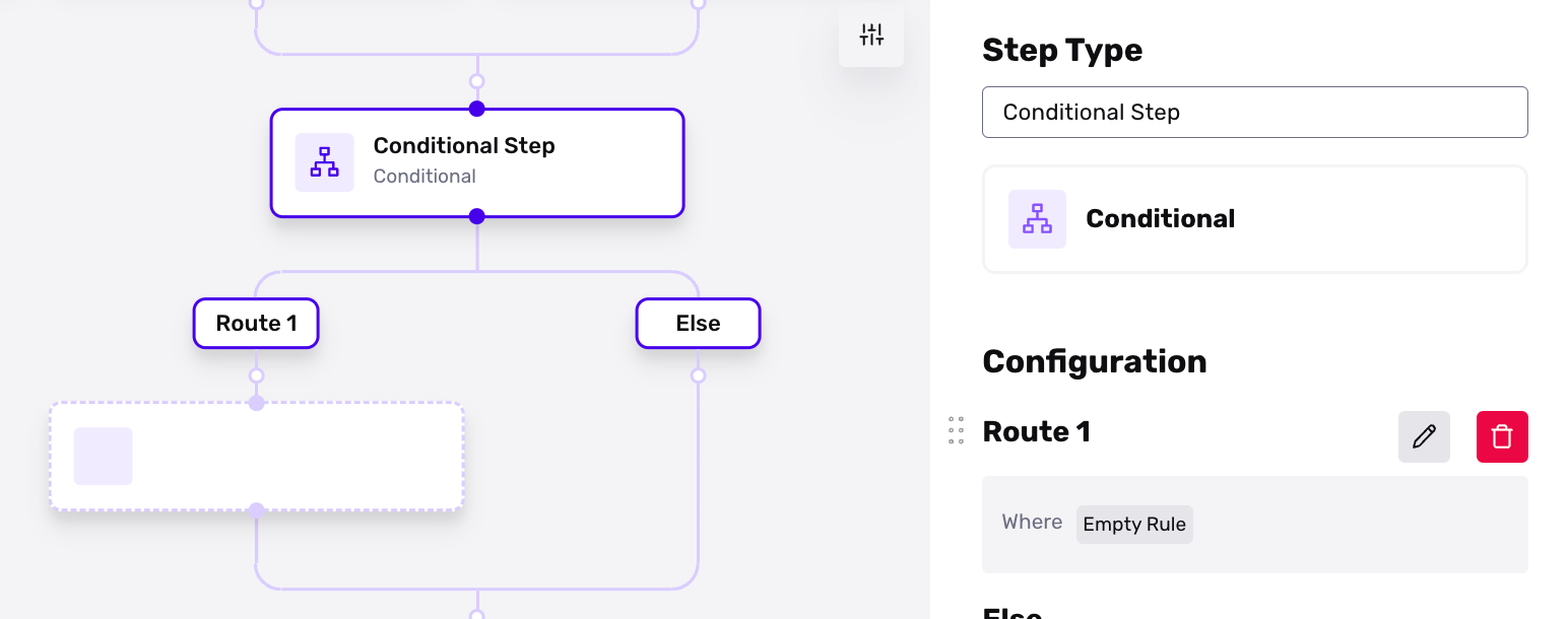 Workflows: Creating a Conditional Step and the Routes panel 