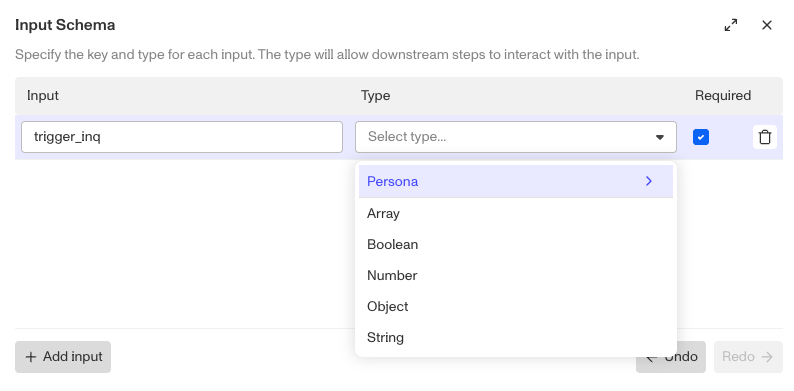 Input step when creating a module