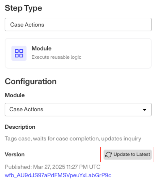 Updating Modules contained within a Workflow