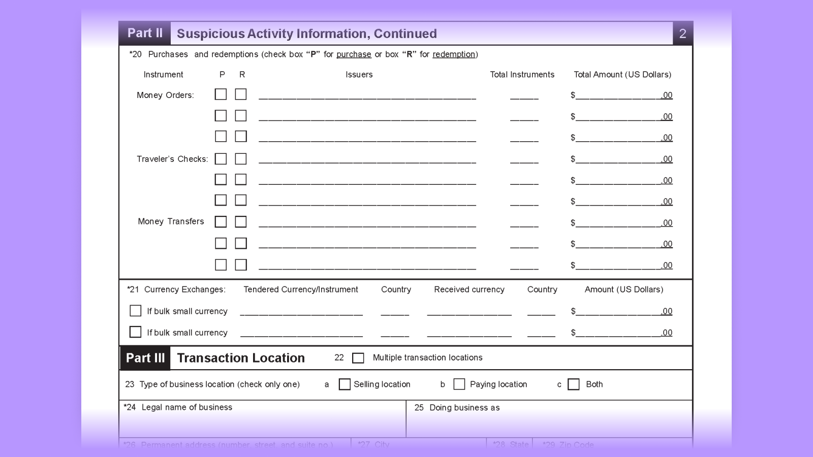Suspicious Activity Report (SAR) example