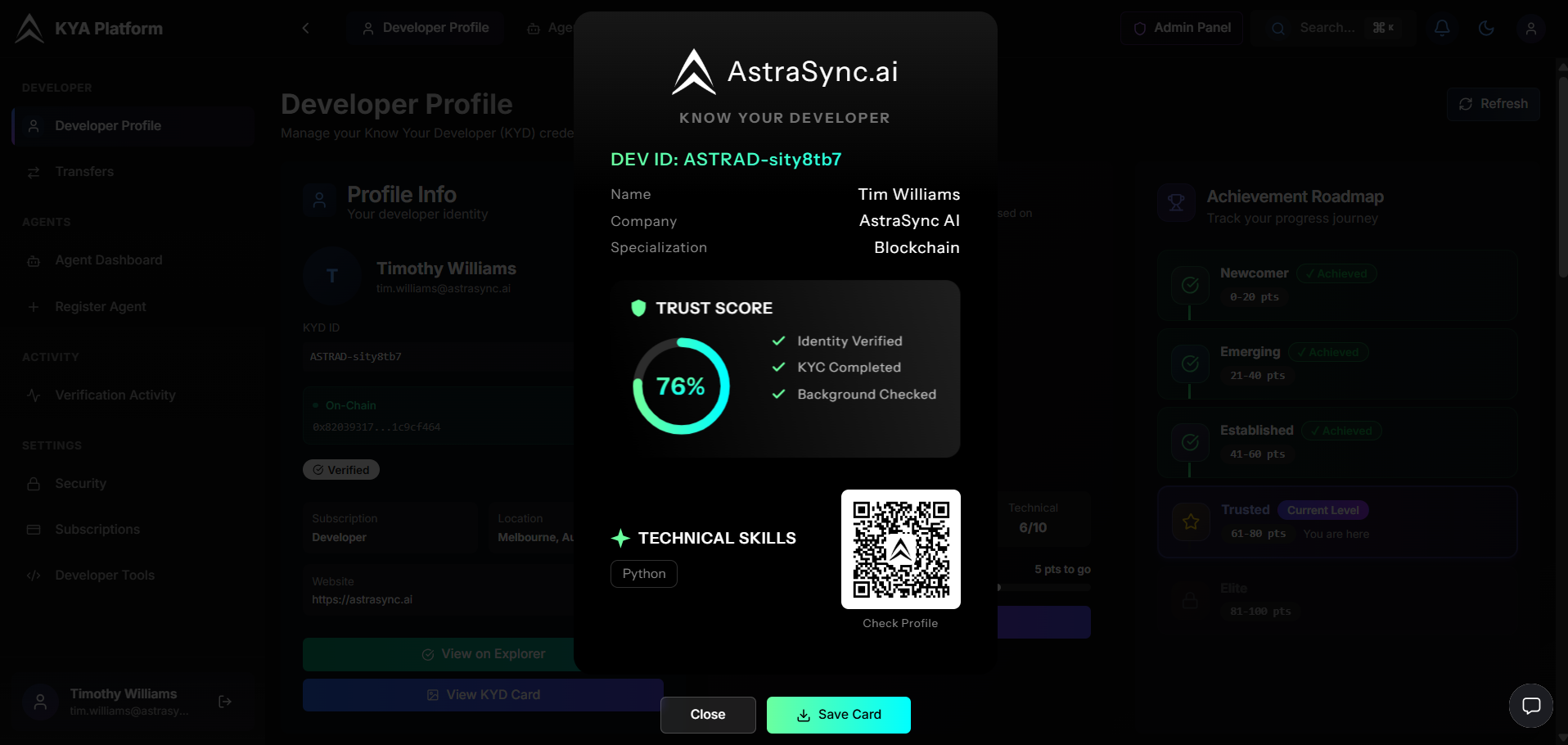 AstraSync downloadable cards