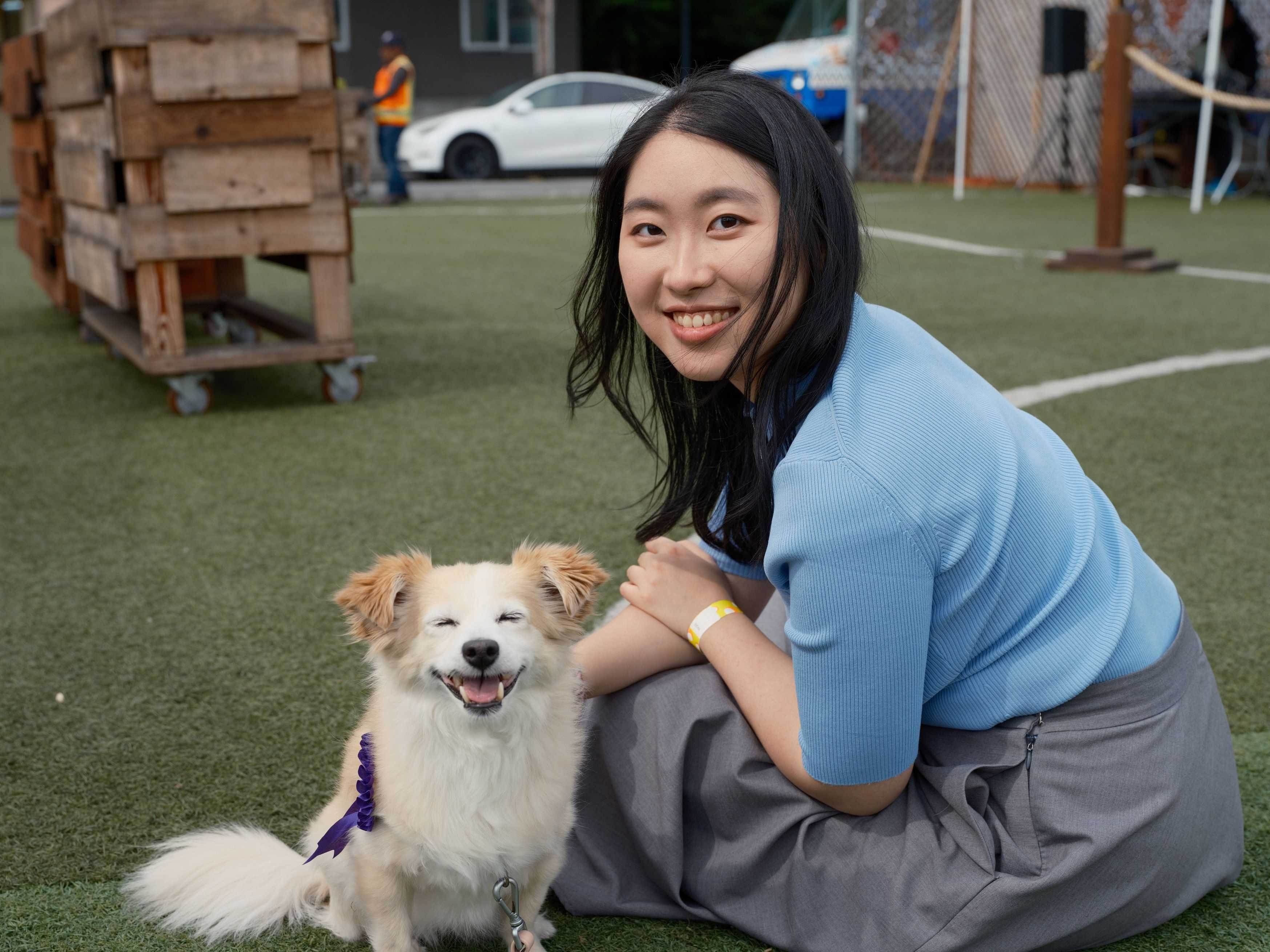 Cynthia with a dog