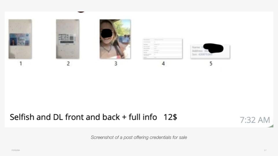 fullz for sale slide from deepfake webinar