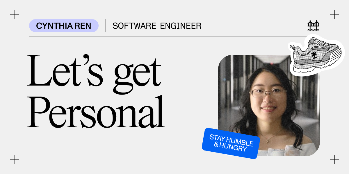 Picture of Cynthia with "Let's get Personal" in a big font to the left