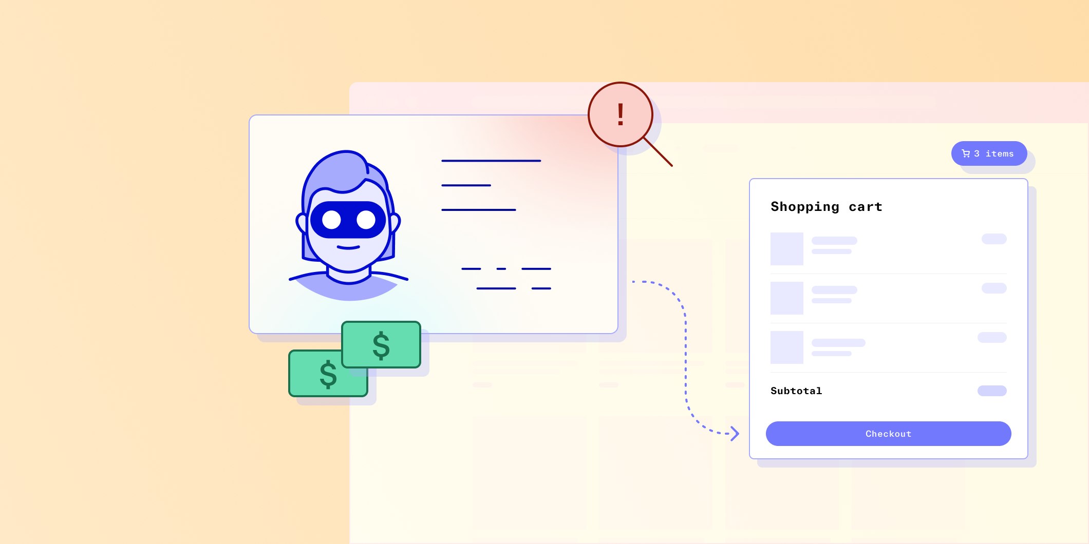An image of a shopping card and steps to prevent marketplace fraud.