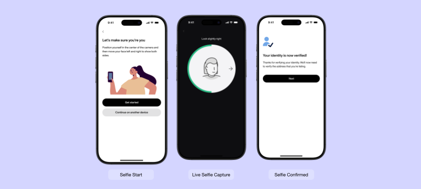 Persona selfie identity verification check