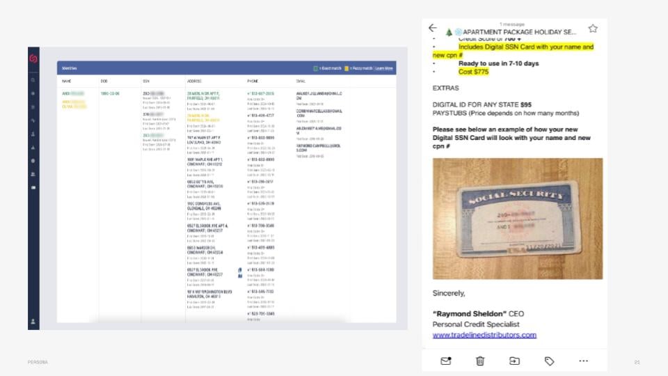 ssn for sale slide from deepfake webinar