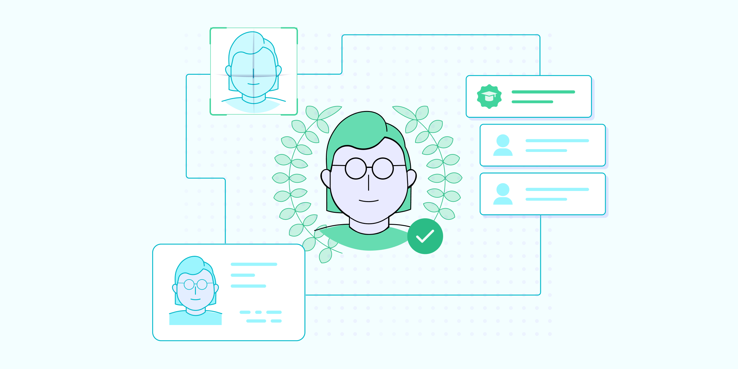 Icon showing student id cards representing educational IDV