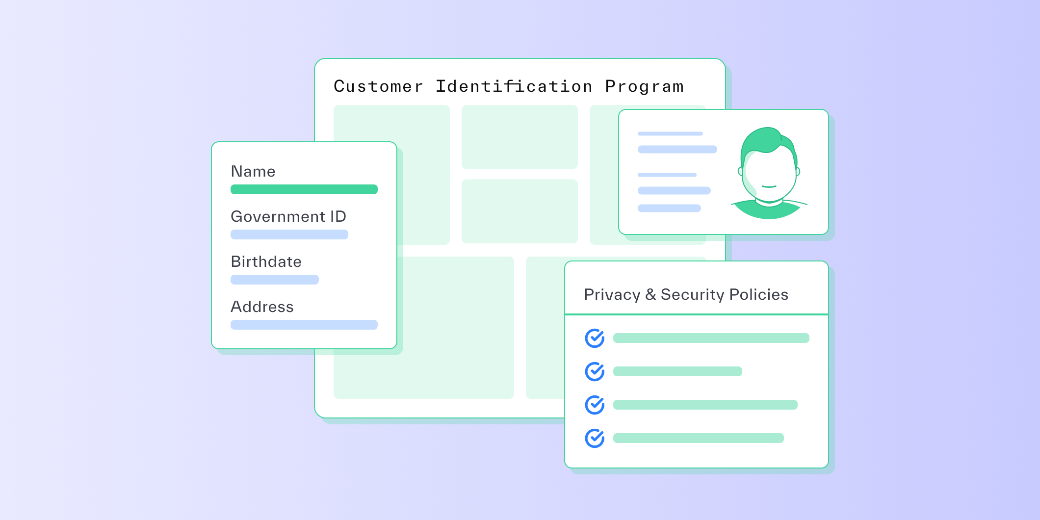 An icon showing windows that are part of the customer identification program.