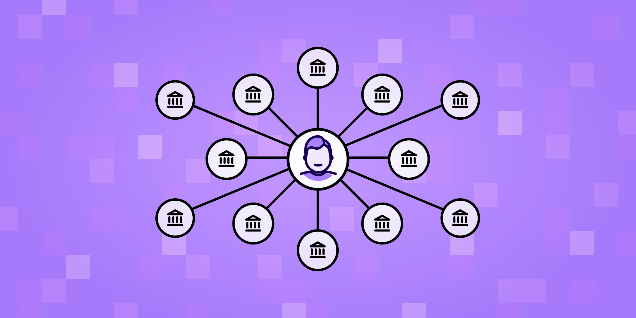 A web of icons representing a politically exposed person.