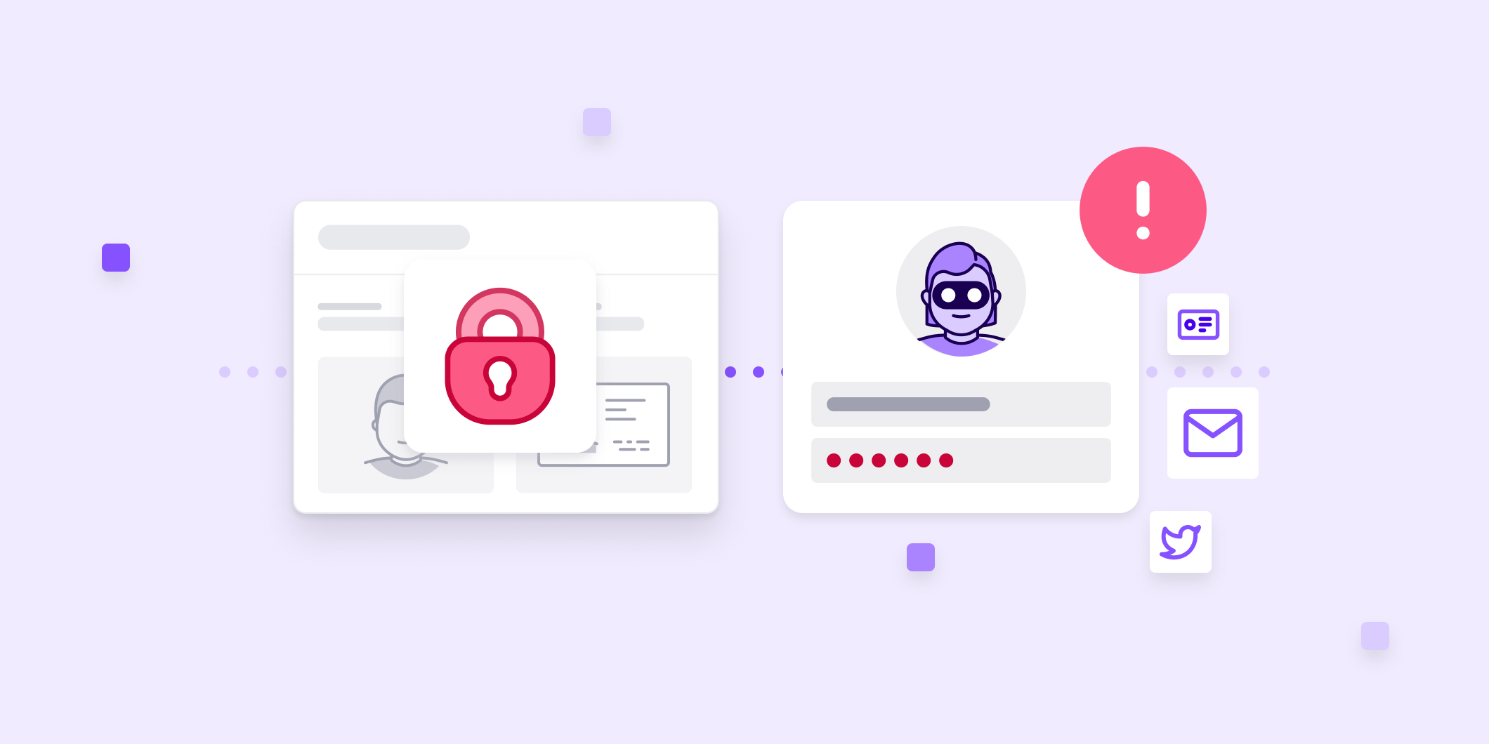 An icon of 2 account login screens showing a real and a fraudulent one.