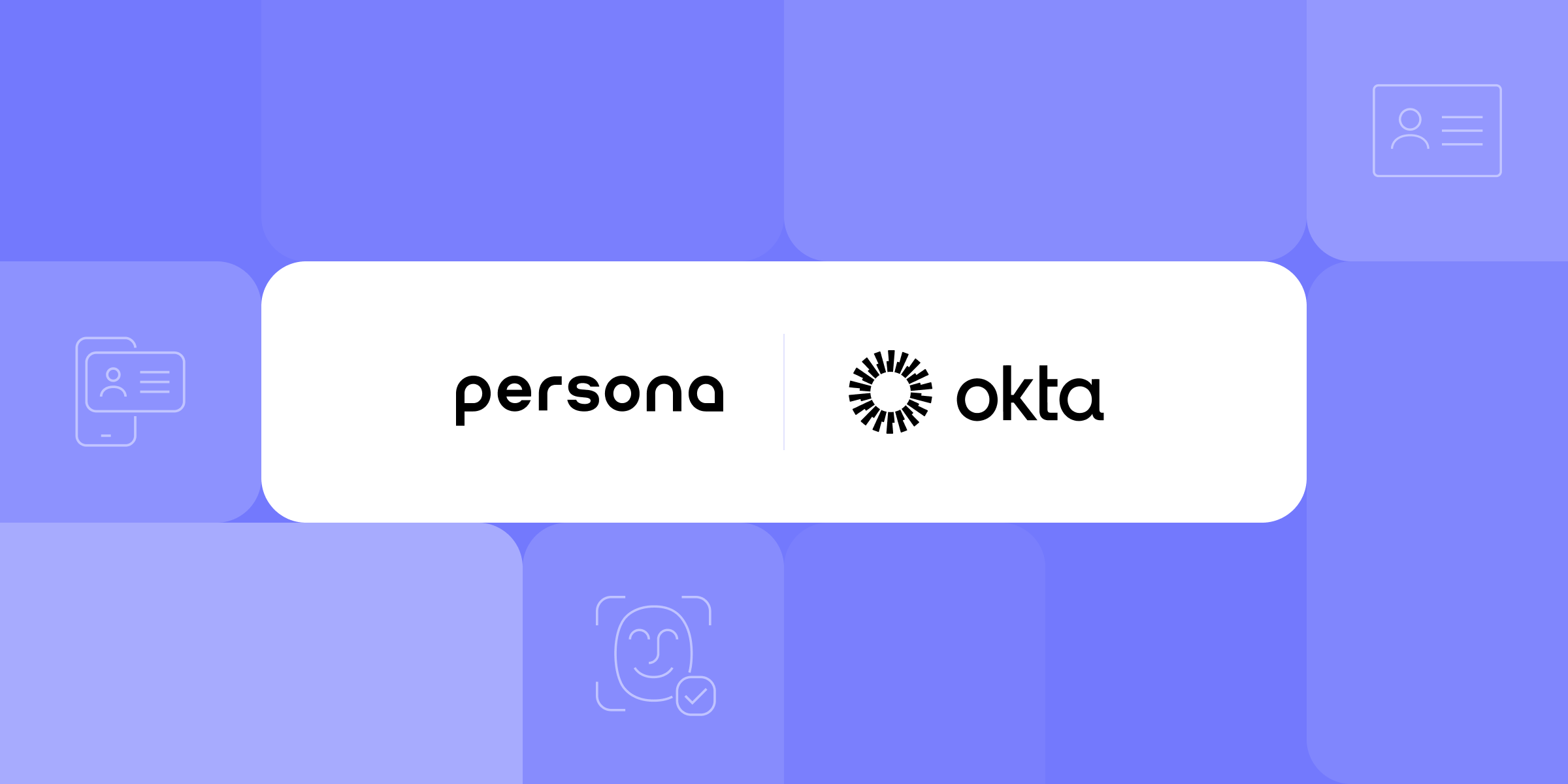 Okta and Persona logos in the middle of a purple background