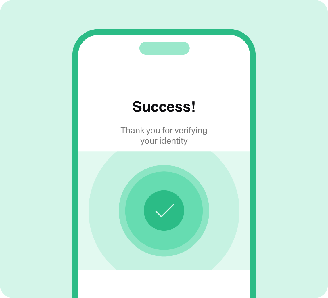 Phone showing a successful identity verification